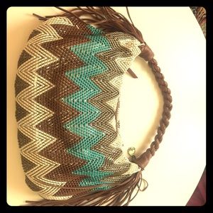 Woven leather hobo over the shoulder bag